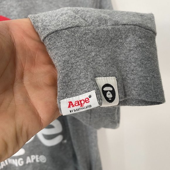 Aape head red camo logo longsleeve t shirt gray - Picture 8 of 8